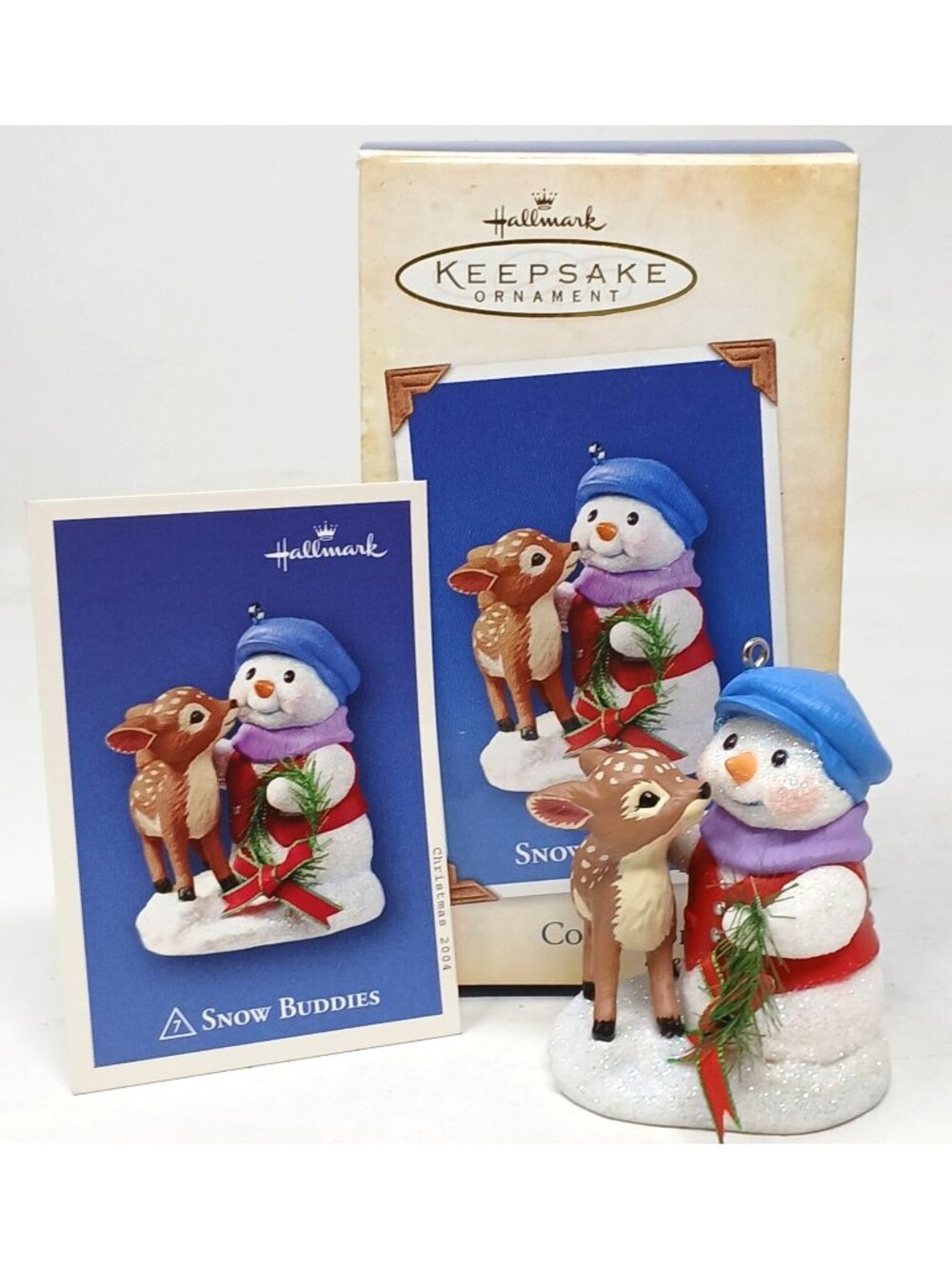 Hallmark Ornament Snow Buddies 2004 Series Christmas Snowman Fawn Deer #D-22